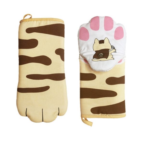 1PC Cute Cartoon Cat Paws Oven Mitts Long Cotton Baking Insulation Microwave Heat Resistant Non slip 1.jpg 640x640 1 - Cat Paw Gloves