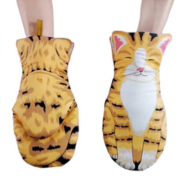 1PC Cute Cartoon Cat Paws Oven Mitts Long Cotton Baking Insulation Microwave Heat Resistant Non slip 3 - Cat Paw Gloves