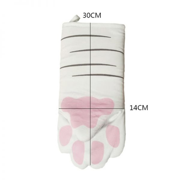 1PC Cute Cartoon Cat Paws Oven Mitts Long Cotton Baking Insulation Microwave Heat Resistant Non slip 4 - Cat Paw Gloves
