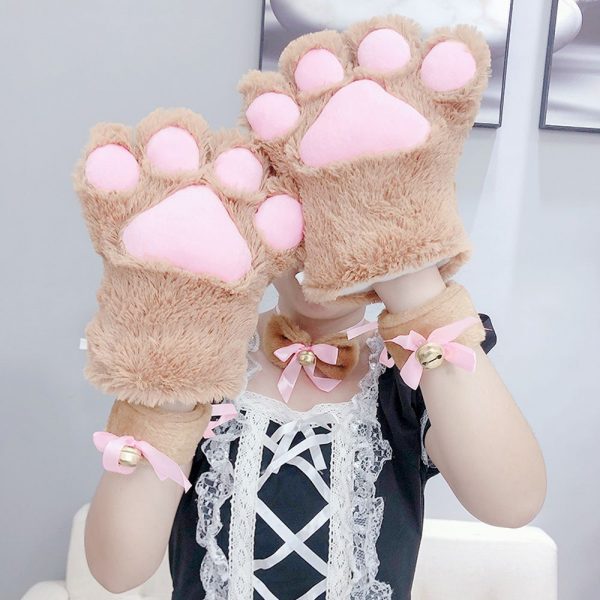 New Girls Plush Cat Claw Gloves Cute For Anime Cosplay Show Sweet Women Bear Claw Gloves 3 - Cat Paw Gloves
