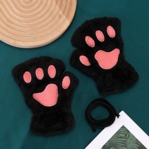 New Winter Gloves Women Bear Plush Cat Paw Claw Gloves Cute Kitten Fingerless Mittens Christmas Halloween 1.jpg 640x640 1 - Cat Paw Gloves