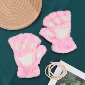 New Winter Gloves Women Bear Plush Cat Paw Claw Gloves Cute Kitten Fingerless Mittens Christmas Halloween 10.jpg 640x640 10 - Cat Paw Gloves