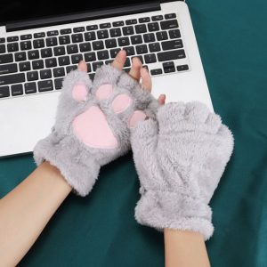 New Winter Gloves Women Bear Plush Cat Paw Claw Gloves Cute Kitten Fingerless Mittens Christmas Halloween 2.jpg 640x640 2 - Cat Paw Gloves