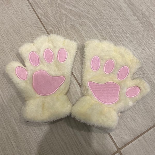 New Winter Gloves Women Bear Plush Cat Paw Claw Gloves Cute Kitten Fingerless Mittens Christmas Halloween 4 - Cat Paw Gloves