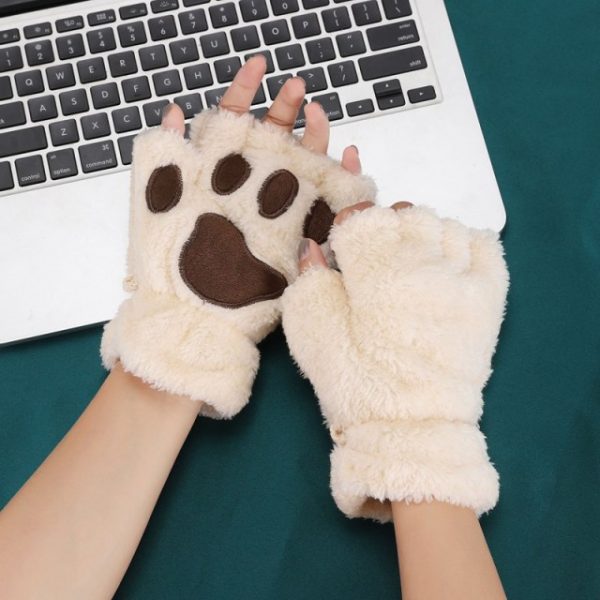 New Winter Gloves Women Bear Plush Cat Paw Claw Gloves Cute Kitten Fingerless Mittens Christmas Halloween 4.jpg 640x640 4 - Cat Paw Gloves