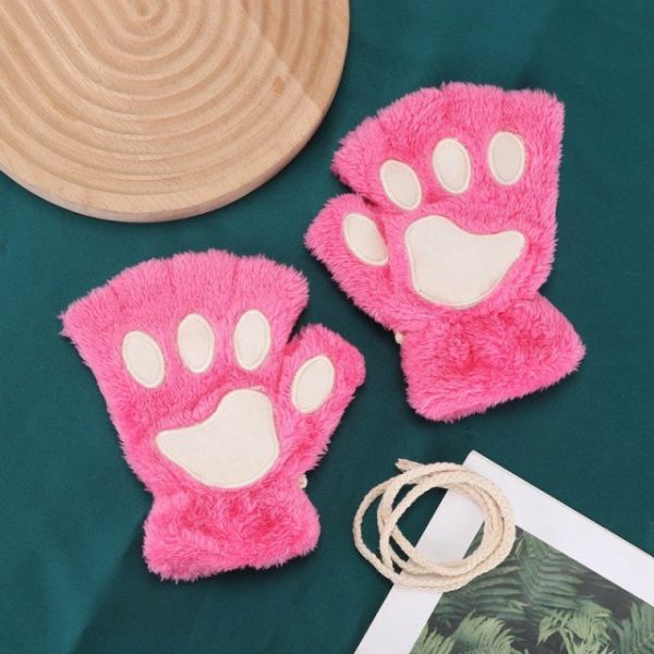 New Winter Gloves Women Bear Plush Cat Paw Claw Gloves Cute Kitten Fingerless Mittens Christmas Halloween 7.jpg 640x640 7 - Cat Paw Gloves