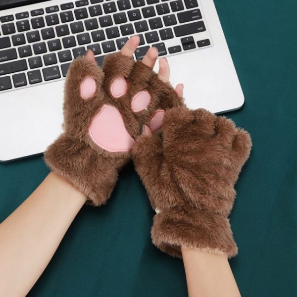 New Winter Gloves Women Bear Plush Cat Paw Claw Gloves Cute Kitten Fingerless Mittens Christmas Halloween 9.jpg 640x640 9 - Cat Paw Gloves